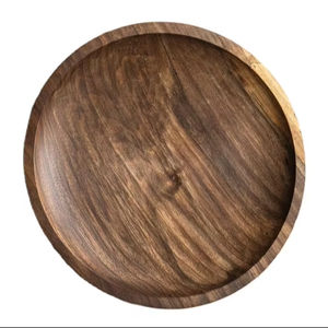 Ensemble de Plats en Bois de Noyer Premium Décoration de Cuisine Rustique de Style Ferme, Plateau de Service Rond en Bois Fait Main & Vaisselle Écologique - Product Image 5