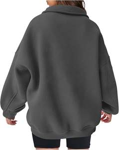 Suéter Holgado de Manga Larga con Cierre, Tejido de Rizo, Resistente al Viento, Antibolitas, para Invierno/Otoño/Primavera, con Logotipo Frontal, para Mujer - Product Image 6