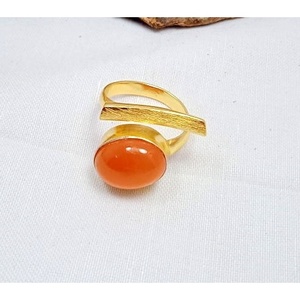 <b>Adjustable</b> Brass <b>Ring</b> 18K Gold Plated Labradorite Gemstone Casual Style Bezel Setting Free <b>Size</b> Gift - Product Image 6