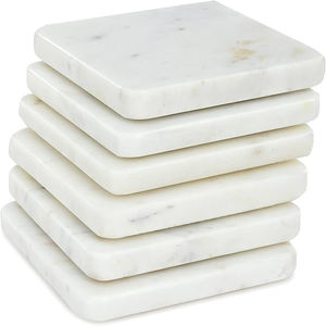 Custom Logo High Quality <b>Marble</b> <b>Coaster</b> Set of 4 White <b>Marble</b> <b>Coaster</b> Set Round Natural <b>Coasters</b> with Gold Edges - Product Image 4