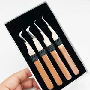 Pince à épiler professionnelle de qualité supérieure en acier inoxydable, double couleur, revêtement en poudre, précision, droite, pour extensions de cils, 90 - Product Image 1