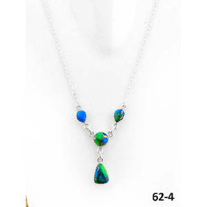 Collier artisanal sud-ouest en argent sterling avec dahlia paon et technologie d'incrustation à sertissage clos - Product Image 2