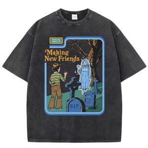 T-shirt avec logo personnalisé, Streetwear, T-shirt vierge surdimensionné au lavage à l'acide, T-shirt en coton épais à épaules tombantes pour hommes - Product Image 6