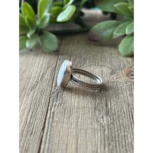 Navajo Made <b>Opal</b> <b>Ring</b> in Sterling Silver Rose Gold Plated Bezel Setting - Product Image 3