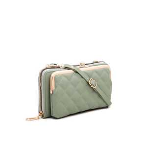 Vert P70756 dames portefeuille en cuir décontracté Vintage fermeture à glissière RFID antivol longues courtes longueurs toile doublure Logo motif - Product Image 2