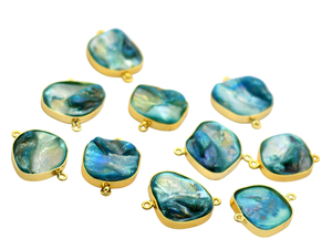 18 Karat vergoldeter Perlmutt Druzy Connector NC85 Doppels chleifen perle für die Schmuck herstellung Schmuck Funds tücke & Komponenten - Product Image 3