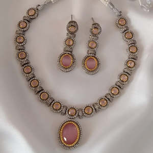 Latest Stainless Steel <b>Bridal</b> Rhinestone <b>Jewelry</b> <b>Set</b> with Necklace and Earrings Silver Plated Import Quality for Wholesale - Product Image 5