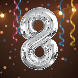 Globo de fiesta Party Love Número Plata N8 45cm Bolsa de 12 piezas - Product Image 3