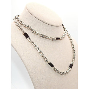 Collana sofisticata. 925 a maglia in argento Sterling con accenti di ebano intarsiati catene di moda per donna - Product Image 2