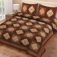 Beau ensemble de literie en coton imprimé avec taie d'oreiller 200TC 90x108 pouces 100% coton Azo Free OEM
