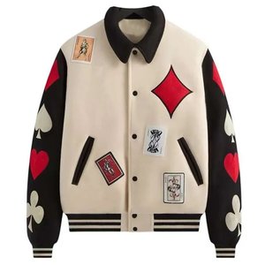 Veste universitaire pour femme en cuir noir à manches en cuir, logo brodé personnalisé haut de gamme, veste tendance, veste en laine, lettreman - Product Image 1