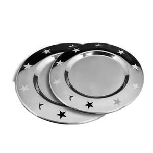 Chargeur en métal de fer de placage d'étain foncé de conception standard nickelé pour la maison et le mariage plats et assiettes décoratifs de table - Product Image 2