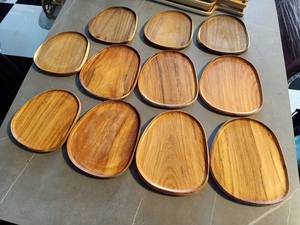 Assiettes à dîner en bois d'acacia classique, créatives, modèles divers, avec chargeur en bois, pour les assiettes, les encas et les desserts, 20 pièces - Product Image 5