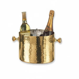 Cubetas de Hielo de Latón de Lujo con Acabado Dorado para el Hogar, Eventos, Fiestas, Bares, Enfriador de Vino con Asas de Anillo - Product Image 4