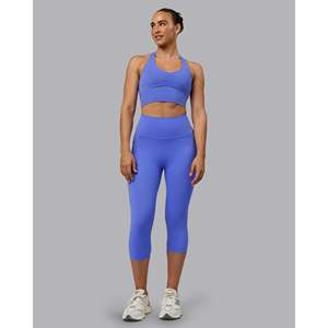 Legging 3/4 taille ultra haute pour femme avec poches - Bleu Baja - Product Image 5
