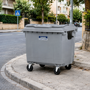 1100 L HDPE Eco-Friendly Outdoor Storage Bucket Dustbin Waste <b>Bin</b> Garbage Container Model TK-1100P Teknik Brand Istanbul Turkey - Product Image 1