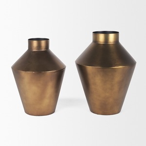 Pequeño jarrón decorativo de Metal dorado cepillado, maceta de mesa moderna para el hogar, oficina, boda, centro de mesa, proveedor de exportación al por mayor - Product Image 3