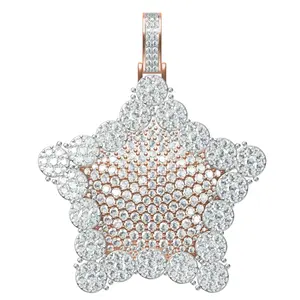 Diseño moderno de lujo Iced 925 Sterling Silver VVS Diamond Pendant Star Shape Moissanite 925 Steel Man's Charming Pendant - Product Image 2