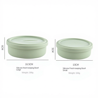 Boîte à lunch ronde en silicone hermétique avec couvercle, qualité alimentaire, compatible micro-ondes, réutilisable, conteneur de stockage alimentaire, OEM ODM, vente en gros en usine