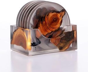 Latest Design Round Wood Epoxy <b>Coaster</b> <b>Beaded</b> Pattern Mat Pad Set for Wedding Birthday Parties Banquets Decoration - Product Image 4