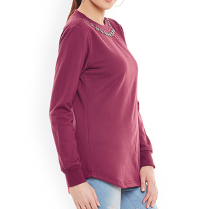Vente en gros de vêtements décontractés confortables et de haute qualité pour femmes Sweat-shirt solide pour femmes avec conception personnalisée et service OEM - Product Image 2