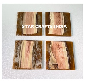 New Design Best Epoxy Resin Acacia Wood <b>Coaster</b> Handmade Wooden Drink <b>Tea</b> <b>Coaster</b> From India by Quality Handicrafts - Product Image 2