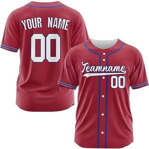 Maillot de baseball personnalisé par sublimation, manches courtes, boutons intégrés, uniforme d'équipe avec passepoil MICR@TECH SPORTS, tailles jeunes et adultes - Product Image 1