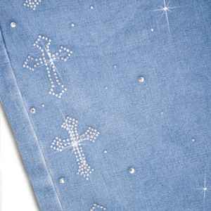 Shorts en jean streetwear pour hommes, jeans vintage personnalisés en coton brut avec fermeture éclair, shorts en jean personnalisés pour hommes avec strass, shorts en jean - Product Image 3