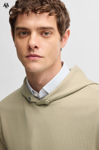 Pull en tricot côtelé à rayures avec poche kangourou à manches longues en polaire pour hommes, sweats à capuche personnalisés fabriqués par HP, vente en gros pour hommes - Product Image 2