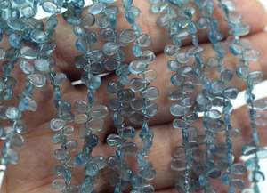 ลูกปัดทรงลูกแพร์หยดน้ำสีมอสพลอยสีฟ้าธรรมชาติขนาด7x4มม. อัญมณีหลวมสำหรับเครื่องประดับและสร้อยข้อมือแบบหยดน้ำ - Product Image 4