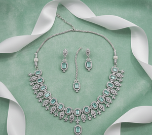 Collar de Novia Premium AD con Juego de Aretes a Juego para Bodas y Fiestas, Joyería de Moda, Diseño Tradicional y Elegante - Product Image 5