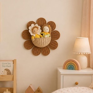 Cesta de Pared de Mimbre con Forma de Flor, Cestas de Almacenamiento Hechas a Mano, Mimbre Natural, Modernas y Multifuncionales, Hechas en Vietnam - Product Image 5