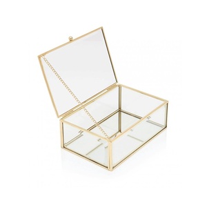 Juego de joyero con forma de rectángulo moderno, acabado de recubrimiento en polvo marrón de metal y vidrio ligero de 2 para collares de Material de PC - Product Image 4