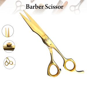Ciseaux de barbier de haute qualité en acier inoxydable plaqué or, pour droitiers, non pliables, lame tranchante, pointe pour salon de beauté - Personnalisé - Product Image 3
