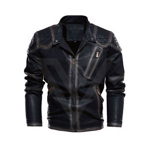 Vêtements d'extérieur tendance, vestes en cuir pour moto pour hommes - coupe-vent, imperméables, respirantes, couleur et design personnalisés - Product Image 1