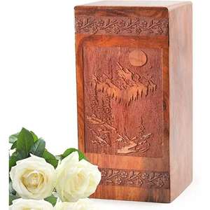 Urnes de crémation modernes en bois faites à la main Urnes de conception de poissons funéraires décoratives pour hommes et femmes à bas prix - Product Image 4