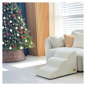 [AllmioPet] Escalera para Mascotas de 3 Peldaños, Color Marfil, AMP 3 IV, Tela Suave, Escalones para Perros y Gatos para el Cuidado de las Articulaciones y Movimiento Estable - Product Image 3