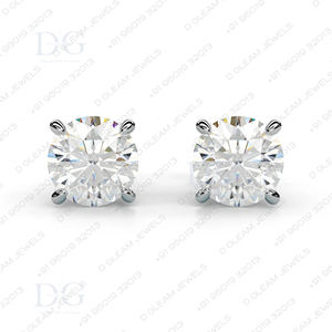 Boucles d'oreilles clous tendance en or blanc avec moissanite et diamant, 2,00 CT, sertissage Martini à 4 griffes, cadeau pour mariage, anniversaire, fête, argent - Product Image 4