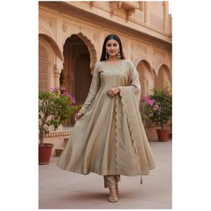 Nuevo y Hermoso Traje Anarkali de 3 Piezas, Completamente Cosido, con Bordado y Lentejuelas, Estilo Pakistaní - Product Image 1