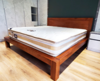 Ensemble de lit en teck massif durable et confortable, style nordique moderne, design européen moderne, taille king, simplicité moderne