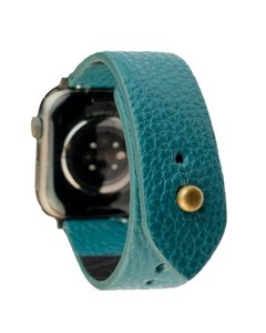 Correa de reloj de grano de cuero de vaca clásica azul verde azulado para muñeca correa de reloj duradera de varios tamaños de cuero puro moda OEM - Product Image 3
