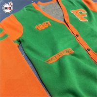 Cardigan en coton jacquard décontracté vert et orange FAMU Rattlers, col en V, tricoté, pour femme, broderie preppy