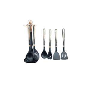 Ensemble d'ustensiles de cuisine en silicone importé 7 pièces, manche en silicone noir doré, sans BPA, résistant à la chaleur, pour la cuisson, compatible lave-vaisselle - Product Image 2