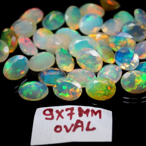 Lot de pierres précieuses d'opale éthiopienne naturelle de forme ovale semi-précieuse Welo pierre de coupe d'opale de feu gemmes d'opale lisse taille 9x7mm - Product Image 1