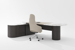 Escritorio Ejecutivo en Forma <span class=keywords><strong>de</strong></span> L <span class=keywords><strong>de</strong></span> Madera Sólida <span class=keywords><strong>de</strong></span> Lujo con Superficie <span class=keywords><strong>de</strong></span> Mármol y Cajón para Archivos - Product Image 3