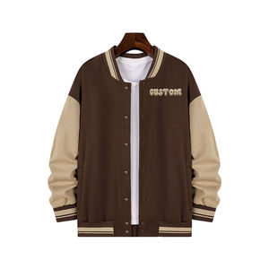 Blouson de baseball à manches longues grande taille avec broderie chenille chaîne, style vintage Letterman Varsity, personnalisable OEM, en toile, hiver, 100% laine, pour homme - Product Image 1