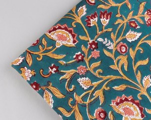 Turco azul Dijon amarillo sangría rojo India Floral mano bloque impreso 100% telas de tela de algodón puro para ropa tela de algodón - Product Image 4