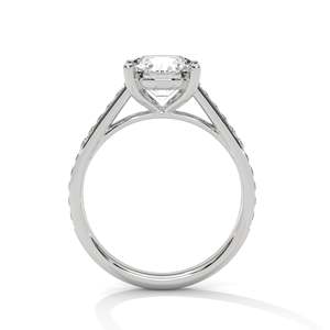 Bague de fiançailles élégante en diamant de laboratoire de 2 carats, bague solitaire pavée, bague en or massif blanc, jaune ou rose, clarté VVS - Product Image 6