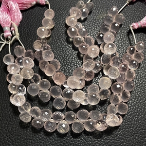 Perles de quartz rose à facettes en gros pierre précieuse rose naturelle forme d'oignon fournitures de perles de fantaisie - Product Image 1