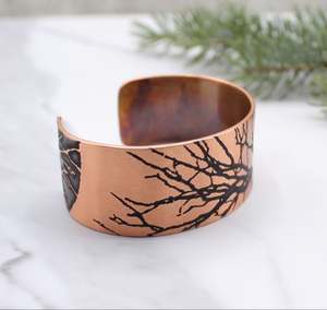 Brazalete de cobre hecho a mano Diseño de árbol por ARTISAN CRAFT Painted Technique - Product Image 4